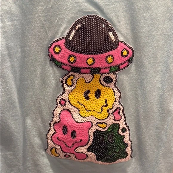 Lola and the boys Kids Light Blue UFO Graphic Tee size 10 - Picture 4 of 5